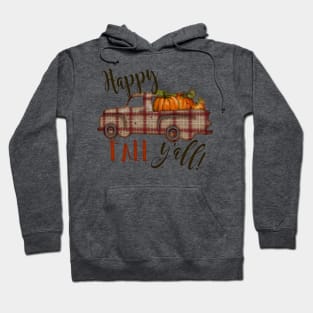 Happy Fall Y'all! Plaid Pumpkins in Vintage Pickup Truck Hoodie